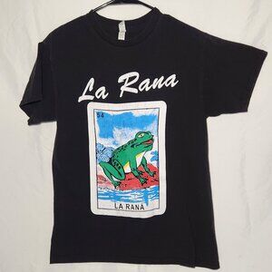 Alstyle La Rana Lotería Card Graphic T-Shirt Men’s M Black Frog Tee